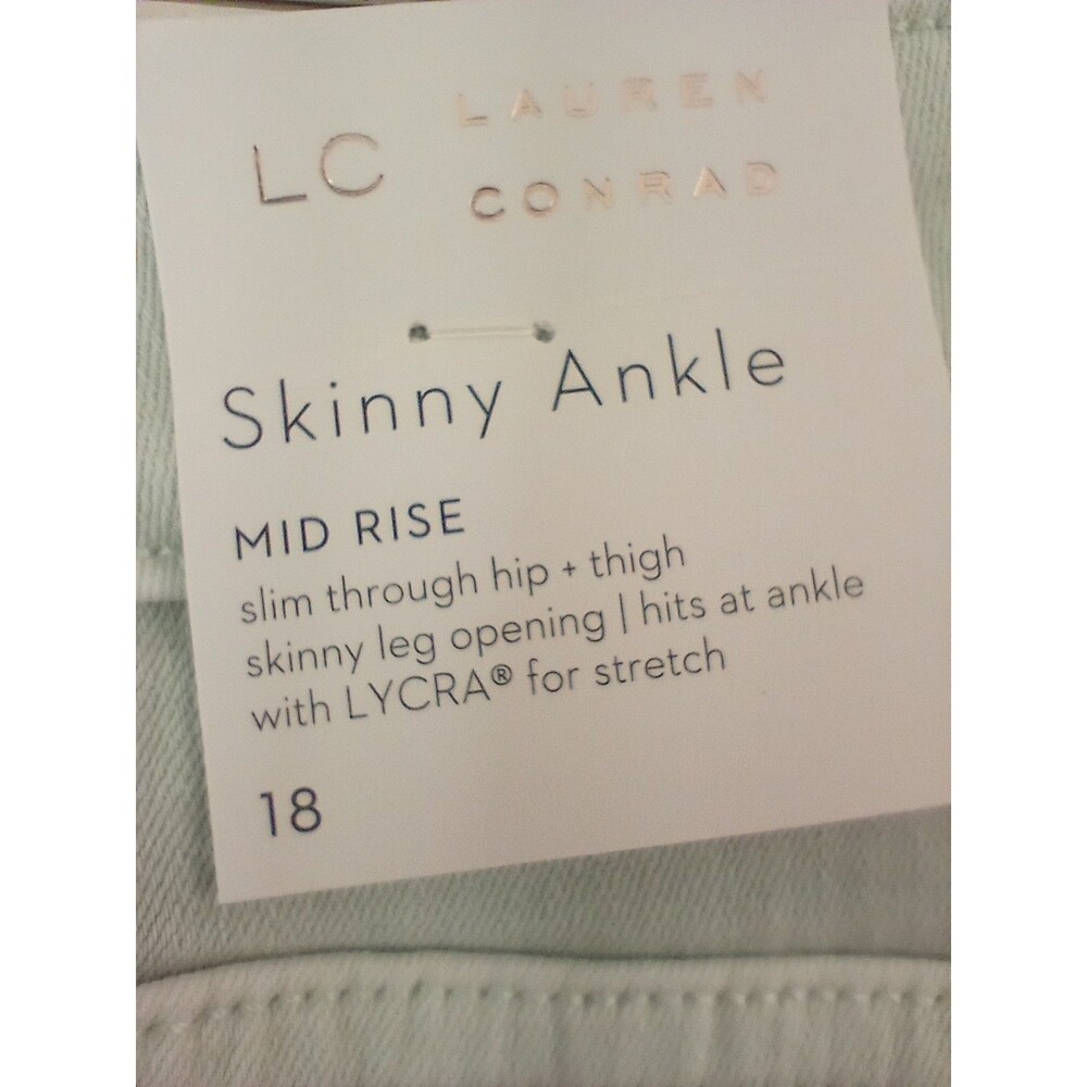 LC Lauren Conrad 18 Skinny Ankle Jeans Pants Mint Green NWT Casual Stretch - Picture 8 of 8